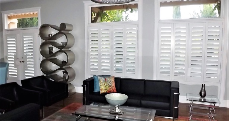 Dover DIY shutters in living room.